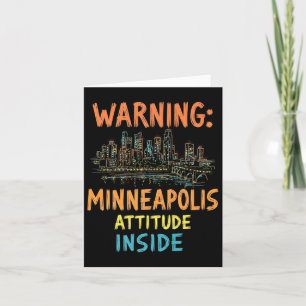 Cartão Funny Minneapolis Minnesota Night Skyline Vintage