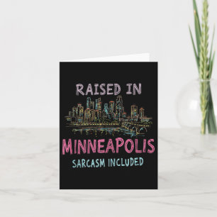 Cartão Funny Minneapolis Minnesota Night Skyline Vintage