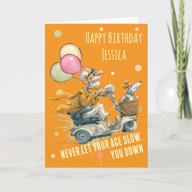 Cartão Funny Mobility Scooter Birthday Card (Frente)