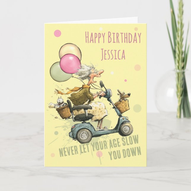 Cartão Funny Mobility Scooter Birthday Card (Frente)
