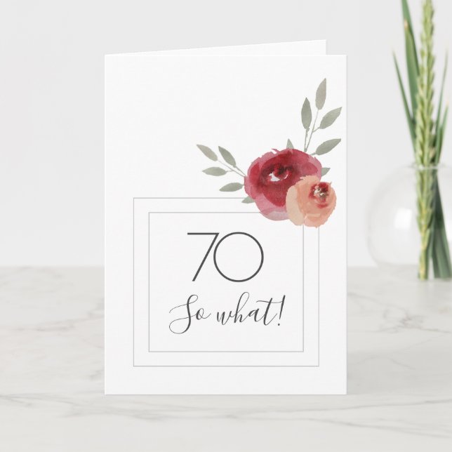 Cartão Funny Modern Watercolor Floral 70 Birthday (Frente)