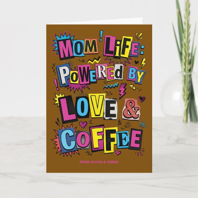 Cartão Funny Mom Life Coffee Retro Mother's Day (Frente)