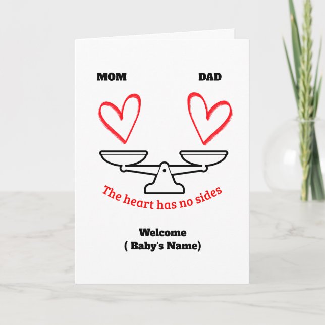 Cartão Funny Mom vs Dad Balance Greeting Card - Personali (Frente)