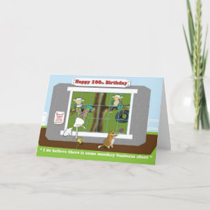 Cartão funny monkey business 100th Birthday  card