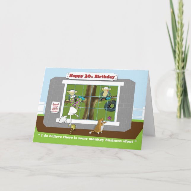Cartão funny monkey business 30th Birthday  card (Frente)