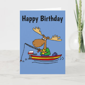 Cartão Funny Moose Fishing Cartoon