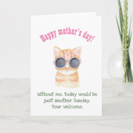 Cartão Funny Mother's day Card Funny Cat Card for Mom