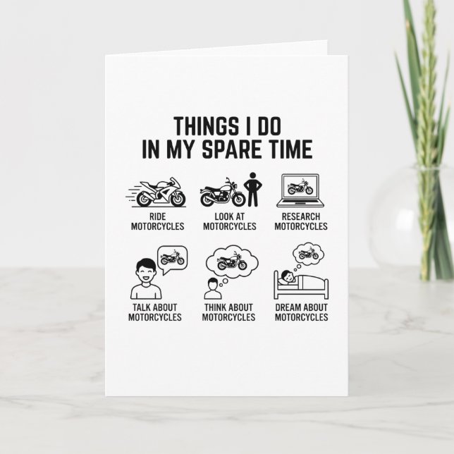 Cartão Funny Motorcycle Lover Spare Time Biker Life (Frente)
