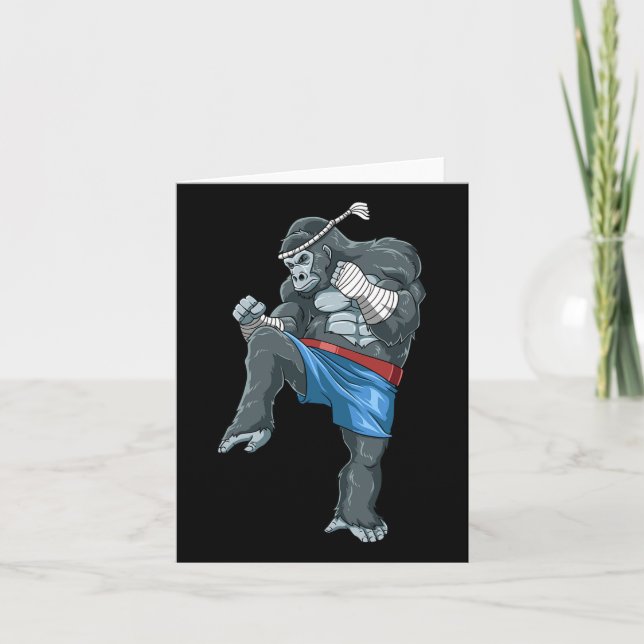 Cartão Funny Muay Thai Gorilla - Tailandês Boxing (Frente)