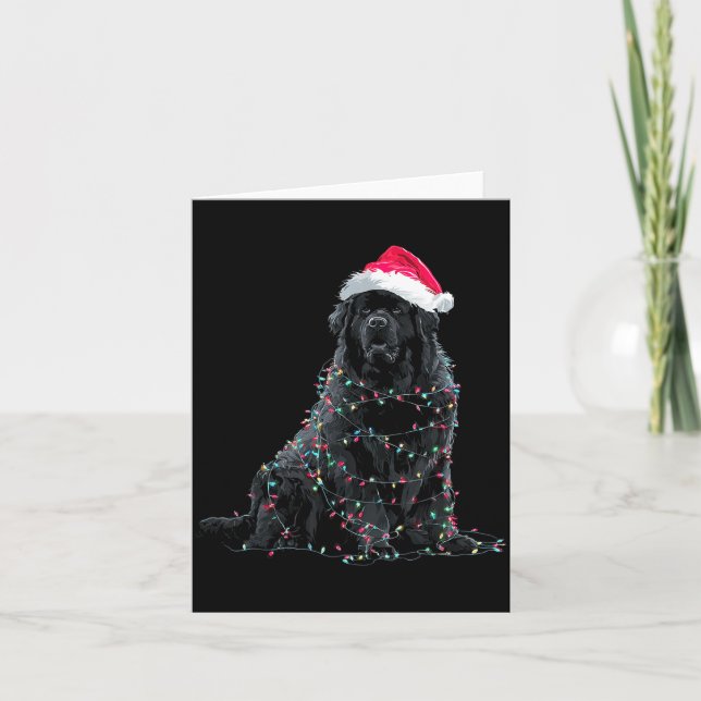 Cartão Funny Newfoundland Christmas Graphic Dog Lights Lo (Frente)