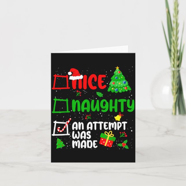 Cartão Funny Nice Naughty An Attempt Was Made List Xmas S (Frente)