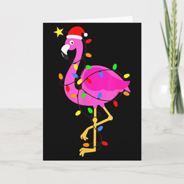 Cartão Funny Nk Flamingo In Santa Hat Christmas In July M (Frente)