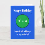 Cartão Funny number birthday card 13 for teenager<br><div class="desc">Blue with green number birthday card for teenager boy or girl. Change their age to 13, 14, 15, 16 or any other age by changing the sum. 3 to the power of 2, equals 9. Then add any number you need to match the new age of the birthday boy or...</div>