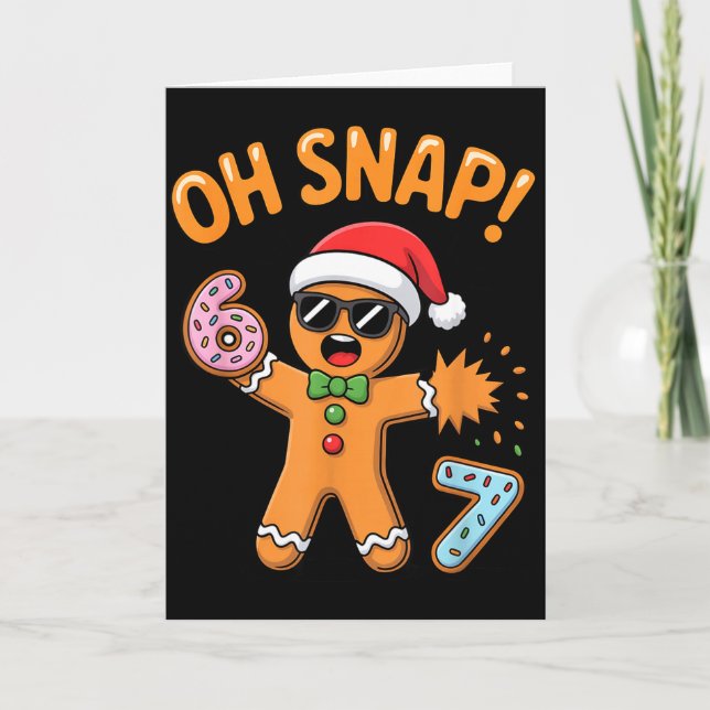 Cartão Funny Oh Snap 67 Six Seven Meme Gingerbread Man  (Frente)