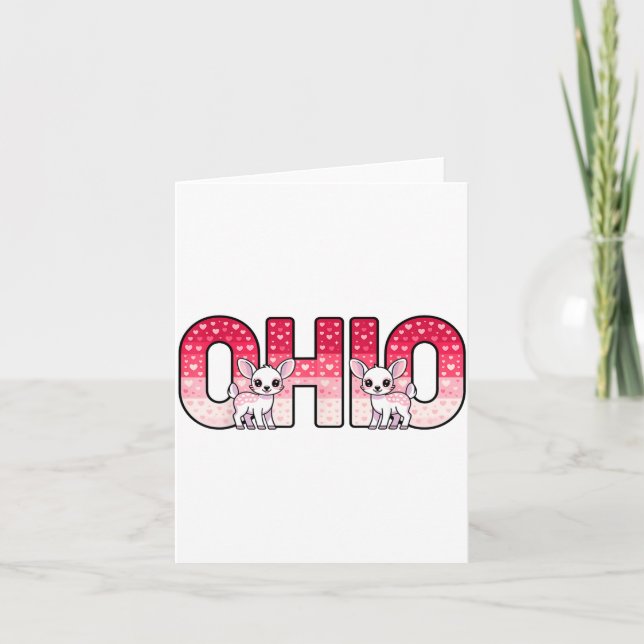 Cartão Funny Ohio Deer Midwestern Party O-h-i-o In Valent (Frente)