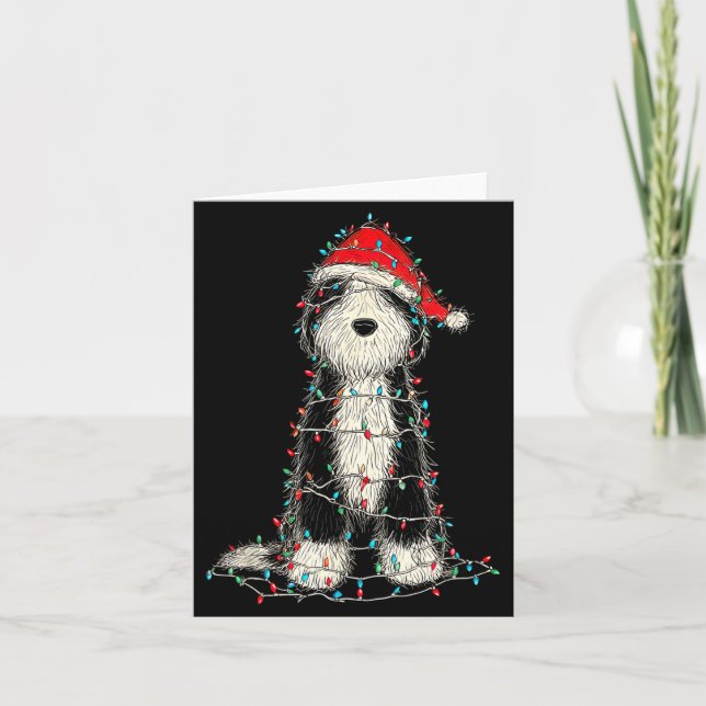 Cartão Funny Old English Sheepdog Christmas Graphics Dog  (Frente)