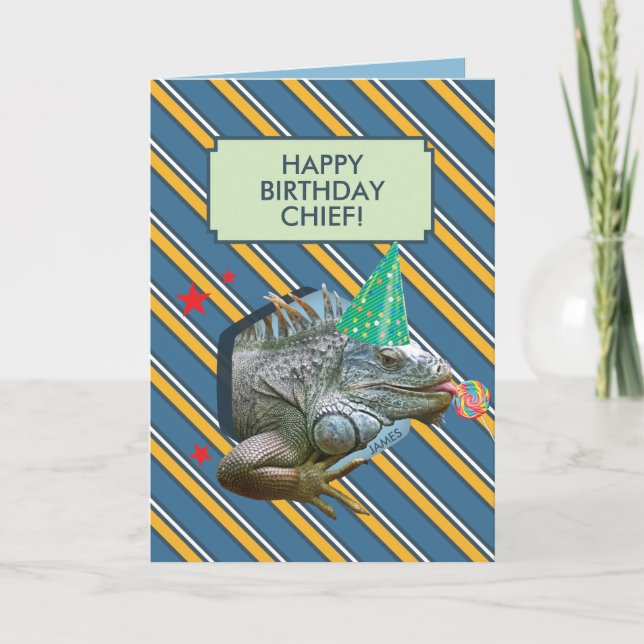 Cartão Funny Old Man Birthday Card With Iguana (Frente)