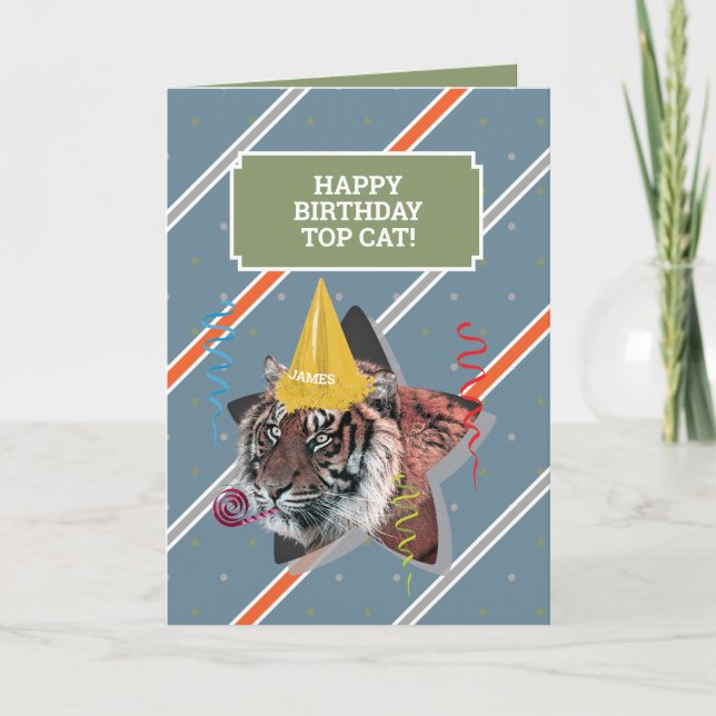 Cartão Funny Old Man Birthday Card With Tiger (Frente)