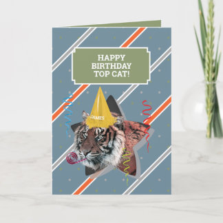 Cartão Funny Old Man Birthday Card With Tiger