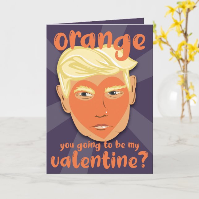 Cartão Funny Orange Heart Donald Trump | Dia dos Namorado (Flor Amarela)