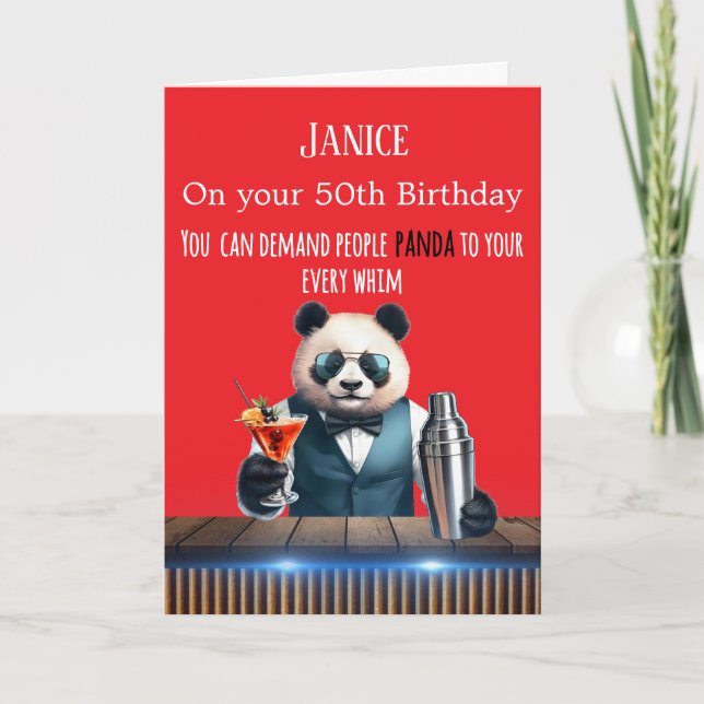 Cartão Funny Panda 50th Birthday Card (Frente)