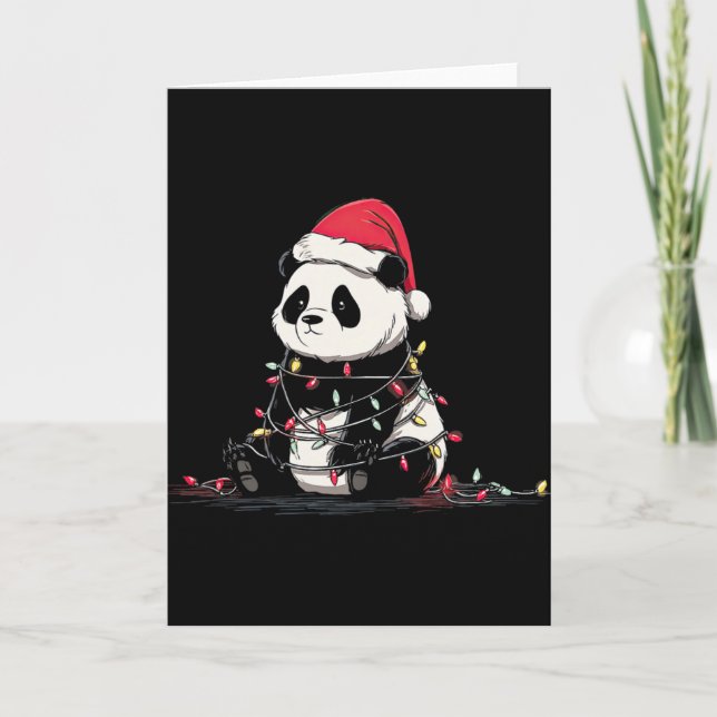 Cartão Funny Panda Christmas Graphics Animal Lights Lover (Frente)
