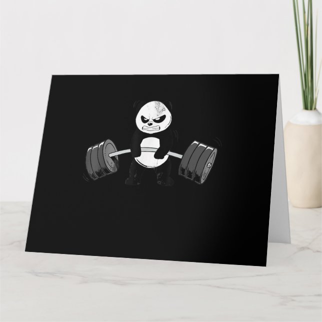 Cartão Funny Panda Workout  Kitten Gym Deadlift Power (Frente)