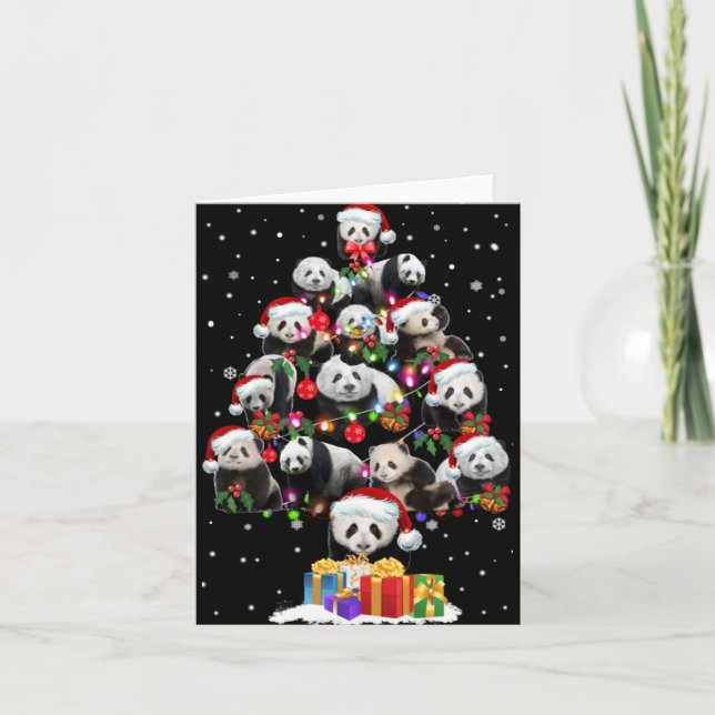 Cartão Funny Pandas Santa Hat Christmas Tree Ornament T S (Frente)
