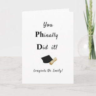 Cartão funny phd doctor graduate graduation congrats