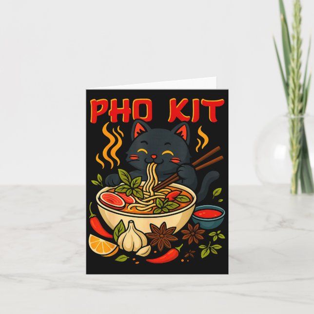 Cartão Funny Pho Kit Black Cat Halloween Costume Family M (Frente)