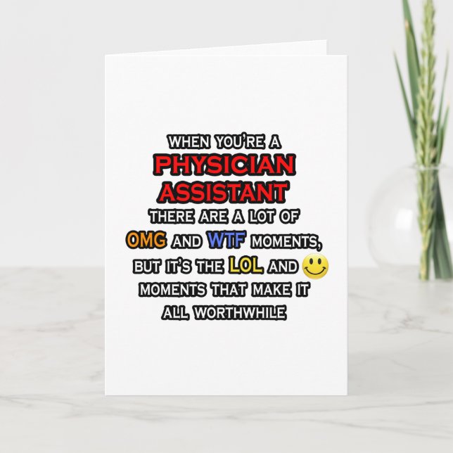 Cartão Funny Physician Assistant ... OMG WTF LOL (Frente)