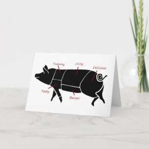 Cartão Funny Pig Butcher Chart Diagram