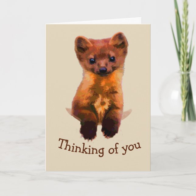Cartão Funny Pine Martin Wildlife Animal Thinking of You (Frente)