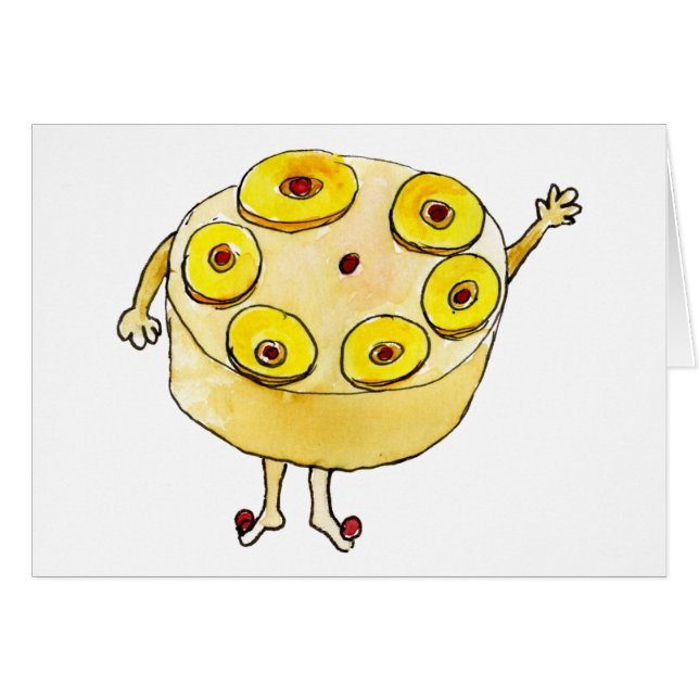 Cartão Funny Pineapple Upside Down Cake Quirky Cute Humor (Frente Horizontal)