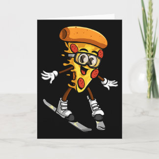 Cartão Funny Pizza Ski Cheesy Pie Foodie Skiing Instructo
