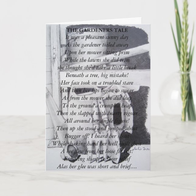 Cartão Funny poem for gardeners still life garden tools (Frente)