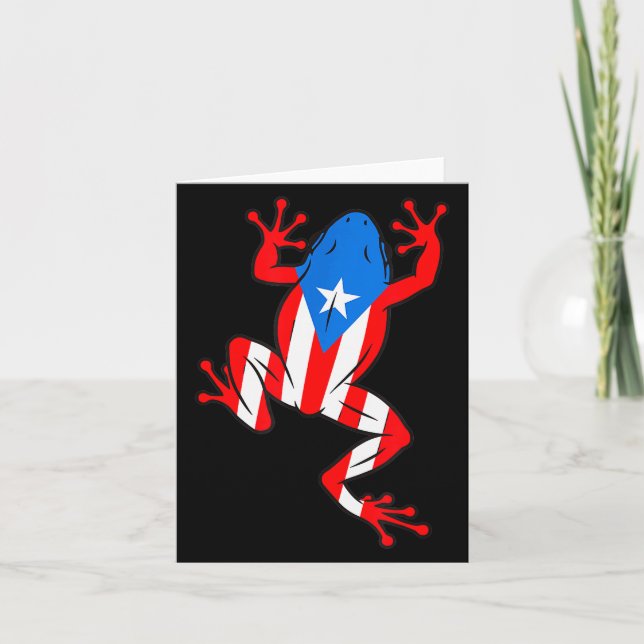 Cartão Funny Puerto Rico Coqui Frog Puerto Rican Flag Bor (Frente)