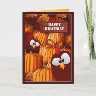 Cartão Funny Pumpkin Patch Birthday Wishes