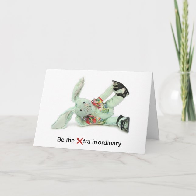 Cartão Funny Rabbit Birthday Card. Be eXtraordinary (Frente)