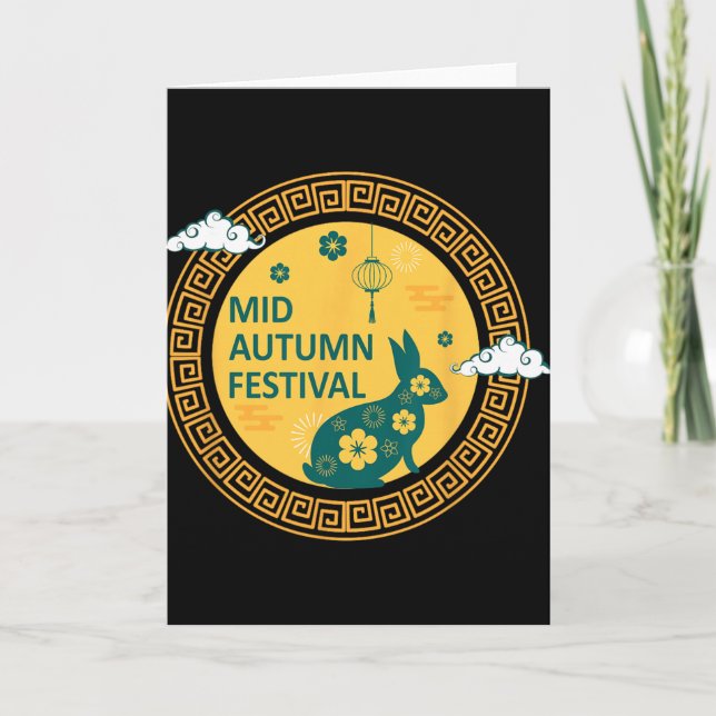 Cartão Funny Rabbits Mooncake Chinese New Year Mid Autumn (Frente)