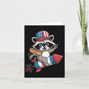 Cartão Funny Raccoon 4 De Julho Cão Quente 4 De Julho