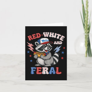 Cartão Funny Raccoon 4 De Julho Patriótico Vermelho Verme