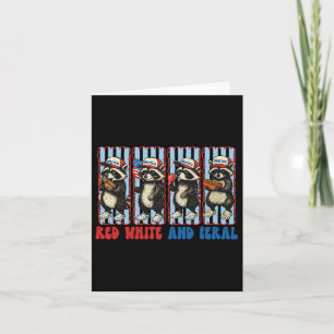 Cartão Funny Raccoon 4 De Julho Patriótico Vermelho Verme