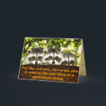 Cartão Funny Raccoon Birthday Card 2<br><div class="desc">Three baby raccoons peering over a limb, caption reads, "Psst! When ya going to cut that cake? - HAPPY BIRTHDAY photo copyright Iolani Lenore, Berkeley, Calif 2006 used with permission</div>