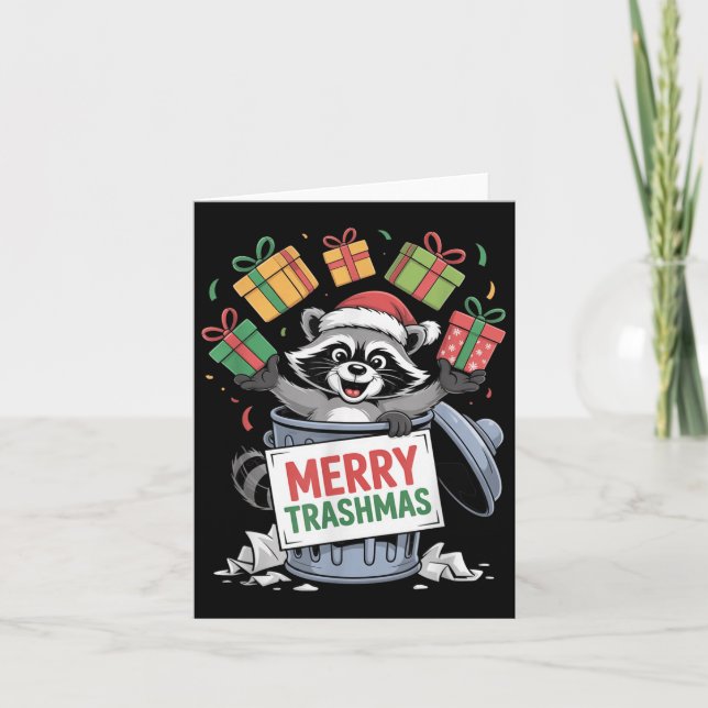 Cartão Funny Raccoon Christmas Trash Panda Xmas Merry Tra (Frente)