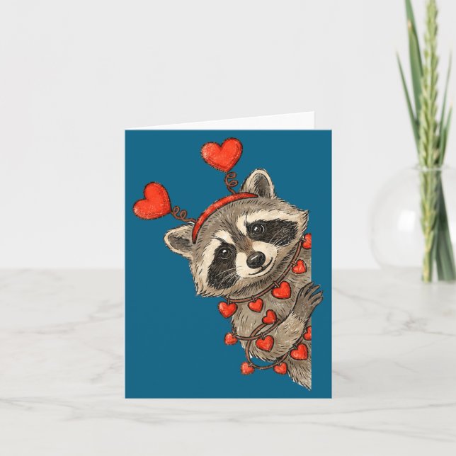 Cartão Funny Raccoon Heart Valentine Animal Raccoon Lover (Frente)