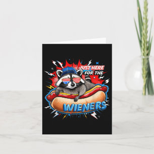 Cartão Funny Raccoon Hot Dog 4 De Julho, Humor Do Partido