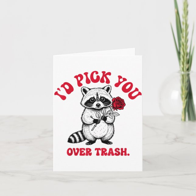 Cartão Funny Raccoon I’d Ck You Over Trash Valentines Day (Frente)