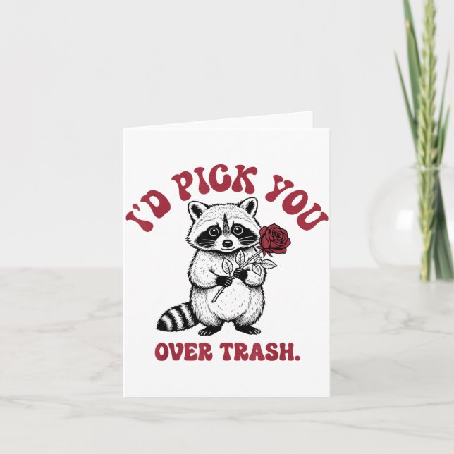 Cartão Funny Raccoon I’d Ck You Over Trash Valentines Day (Frente)