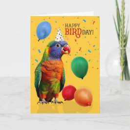Cartão Funny Rainbow Lorikeet Parrot Birthday
